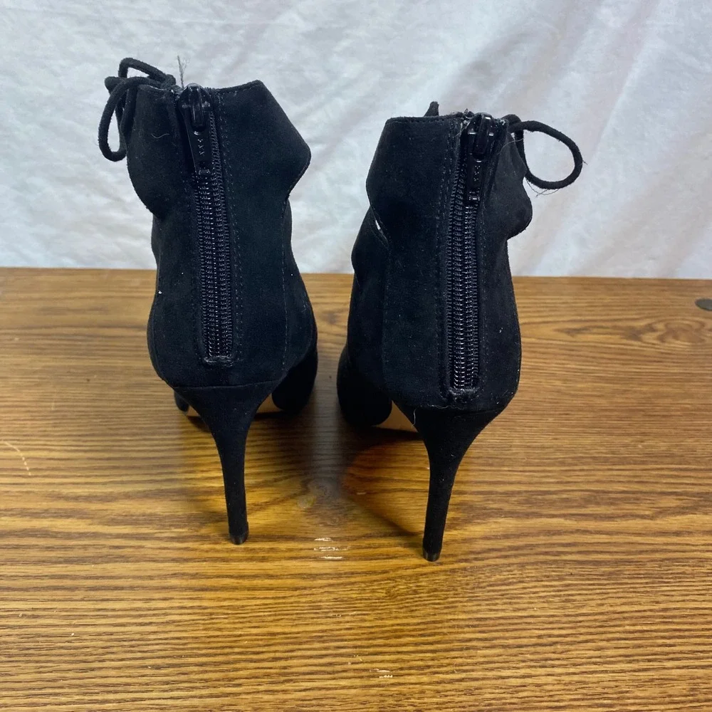 Mix No. 6 Lace‎ Up Heels Pointed Toe Stiletto Ankle Booties Black Size 8